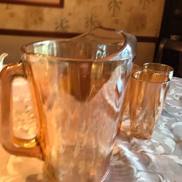 VINTAGE CARNIVAL GLASS IRIDESCENT PITCHER - Picture 7 of 14